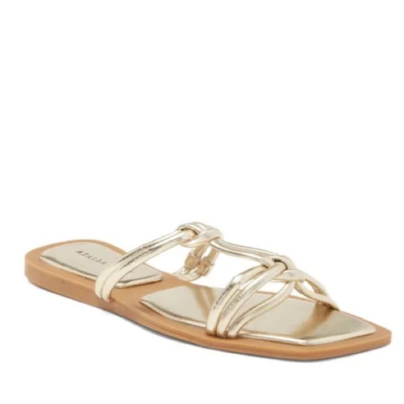 New Azalea Wang Stetson Sandals Gold Metallic Gladiator Strappy Flats Sz 7 - Picture 1 of 11